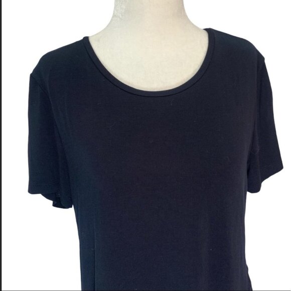 karl Lagerfeld Black T-Shirt Top Lace Hemline with Crossover Detail Size… - Picture 4 of 11